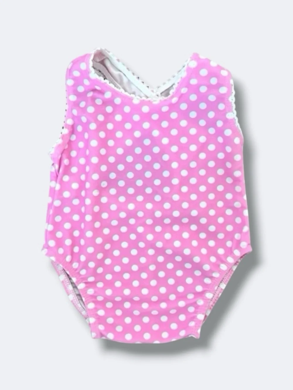 🍄3/$15 Girls Pink Polka Dot One Piece Swimsuit 24 Months Criss Cross Back Beach